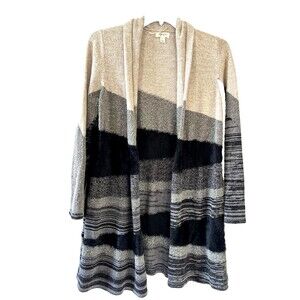 Style & Co. Striped Black & Cream (the black stripe is faux fur)Cardigan Size XL